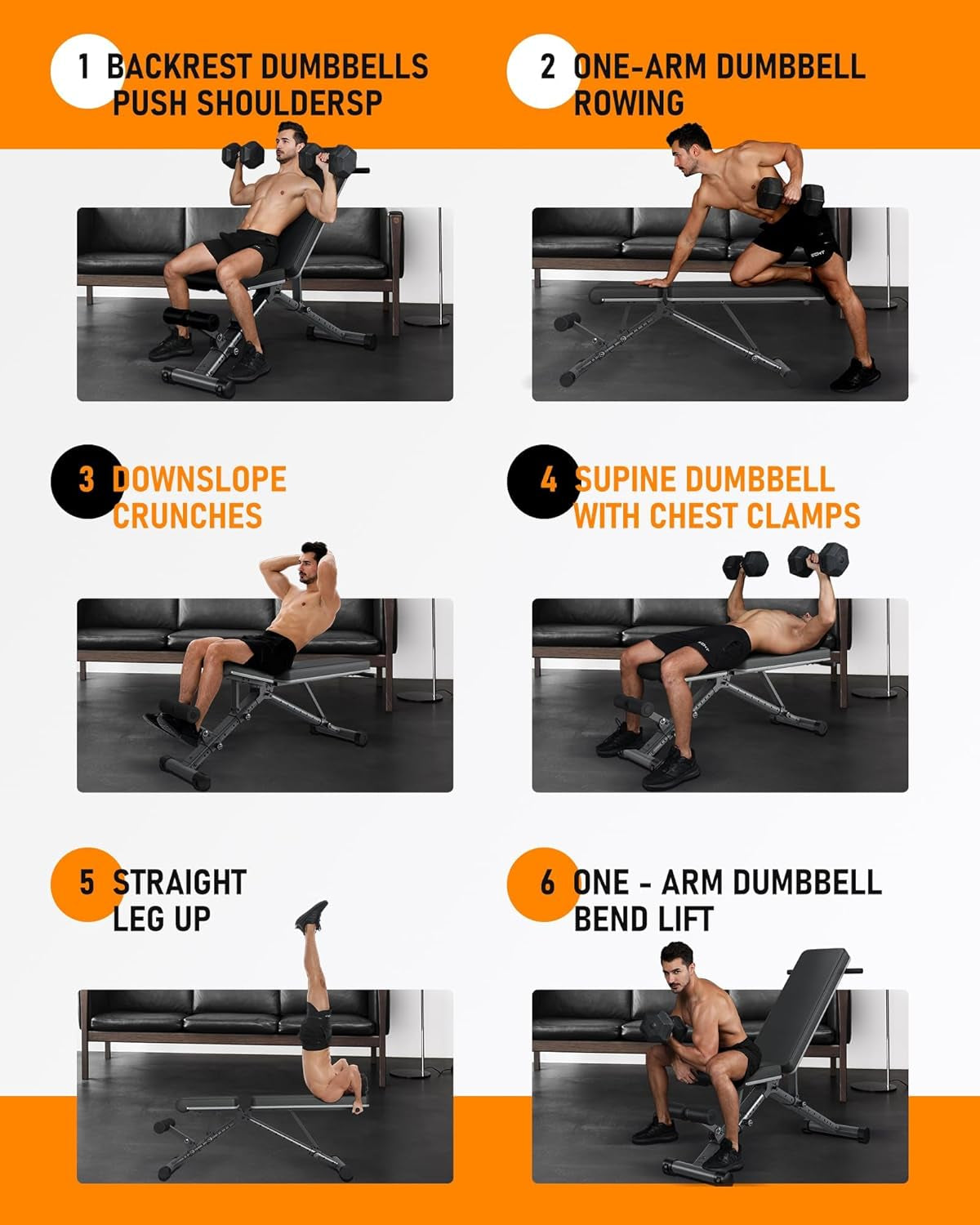 Adjustable Weight Bench Workout Bench, 1000 LB Heavy Duty Incline Decline Bench for Home Gym, Easy Assembly Foldable Training Lifting Bench, Ultra Short Gap 2025 New Version